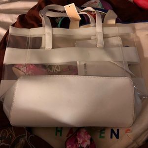 Michael kors striped clear jelly eliza tote bag